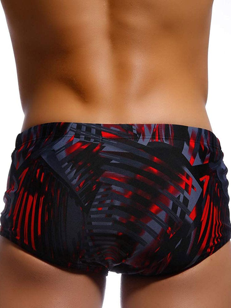 menaful Men's Black and Red Phantom Cup Swim Trunks