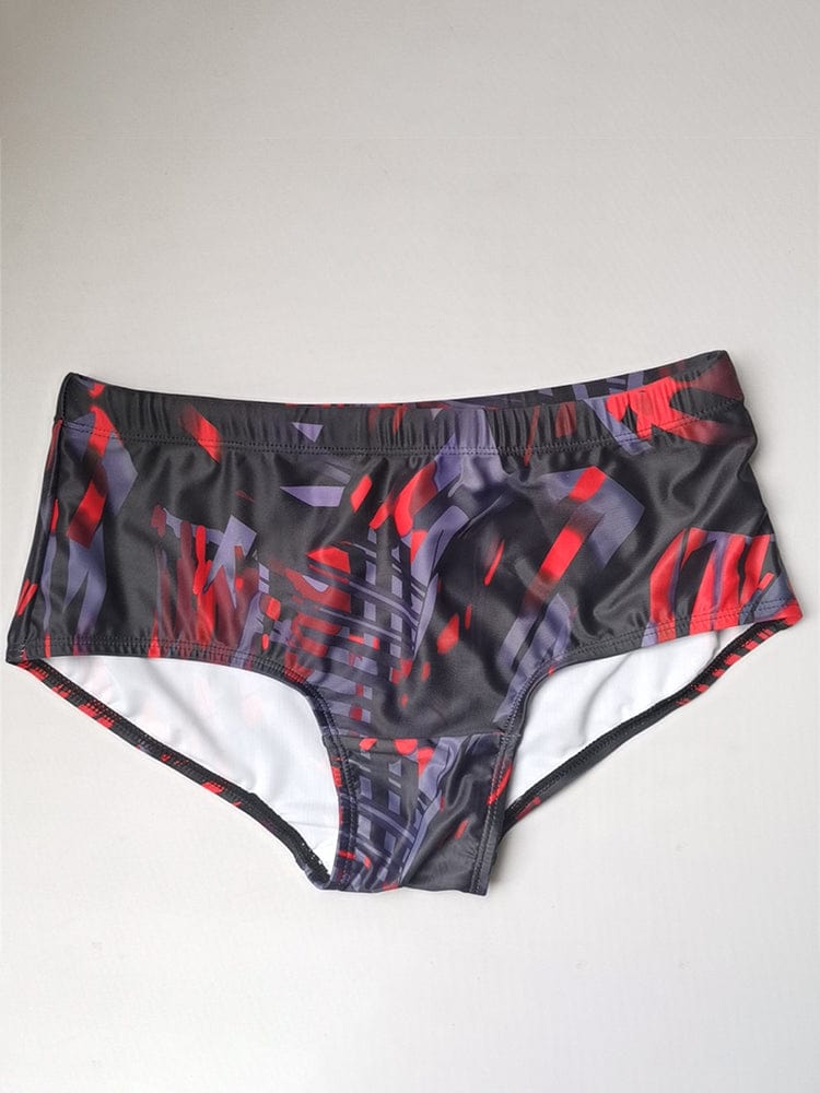 menaful Men's Black and Red Phantom Cup Swim Trunks