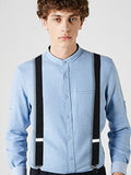 menaful Men's black elastic buckle non-slip suspenders set