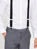 menaful Men's black elastic buckle non-slip suspenders set