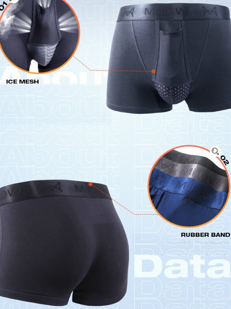 menaful Men's Capsule Mesh Midriff Dual Pouch Trunks