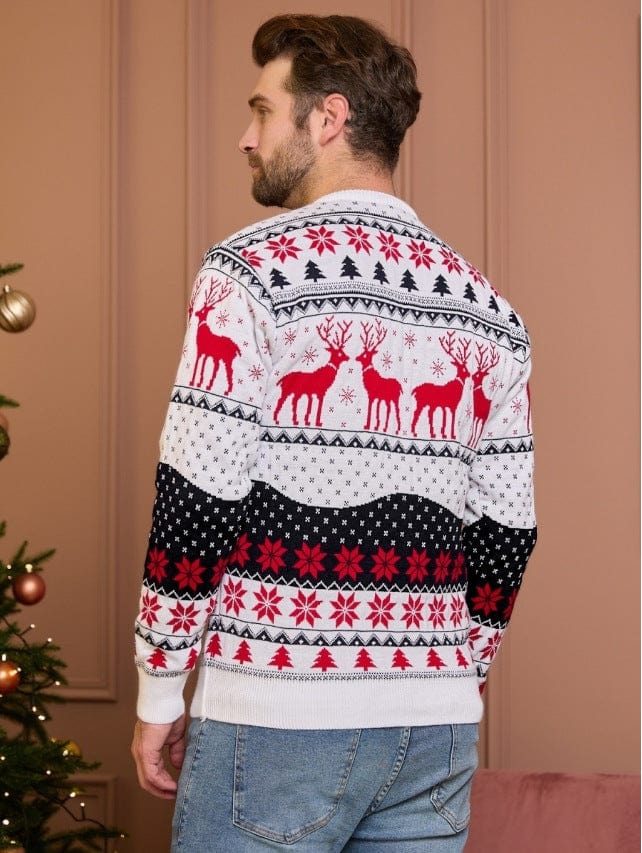 Menaful™ Men's Christmas Reindeer Jacquard Long Sleeve Sweater