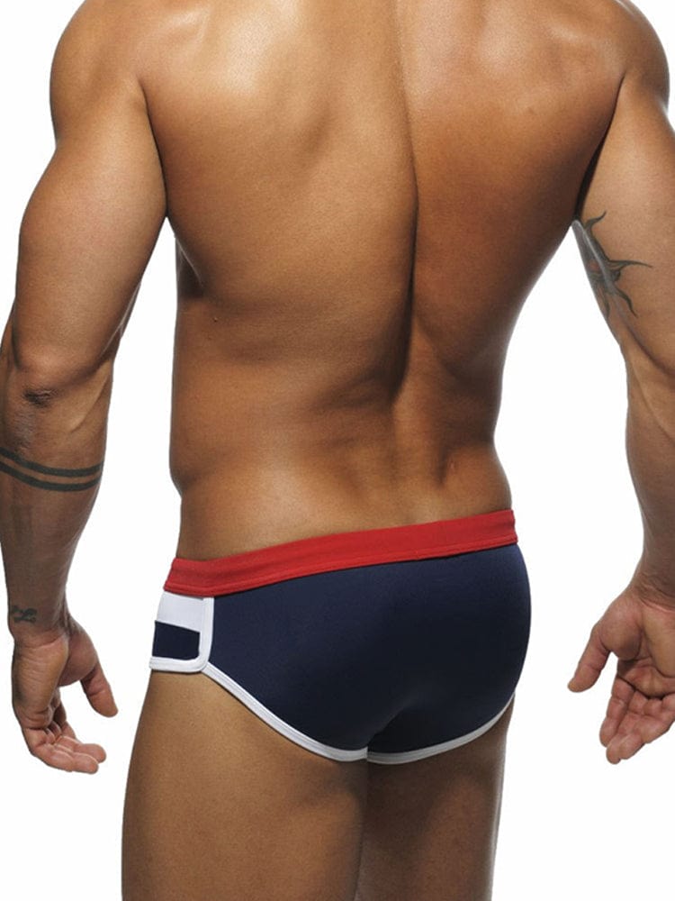 menaful Men's Color Block Pouch Swim Briefs