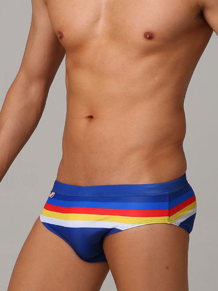 menaful Men's Color Striped Sexy Swim Briefs