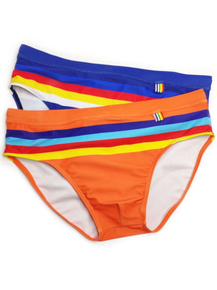 menaful Men's Color Striped Sexy Swim Briefs