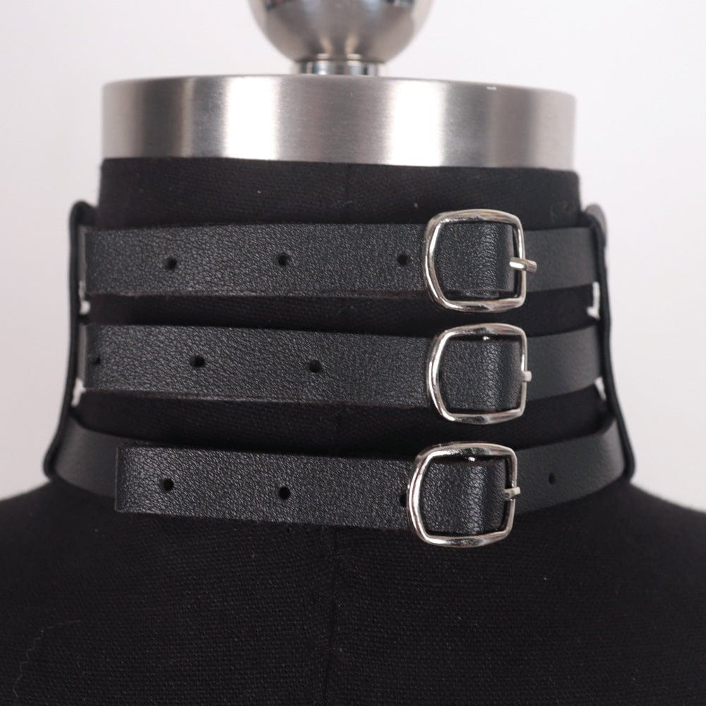 MENAFUL™ Men's Corset PU Leather Collar+Bracelet+Harness Set