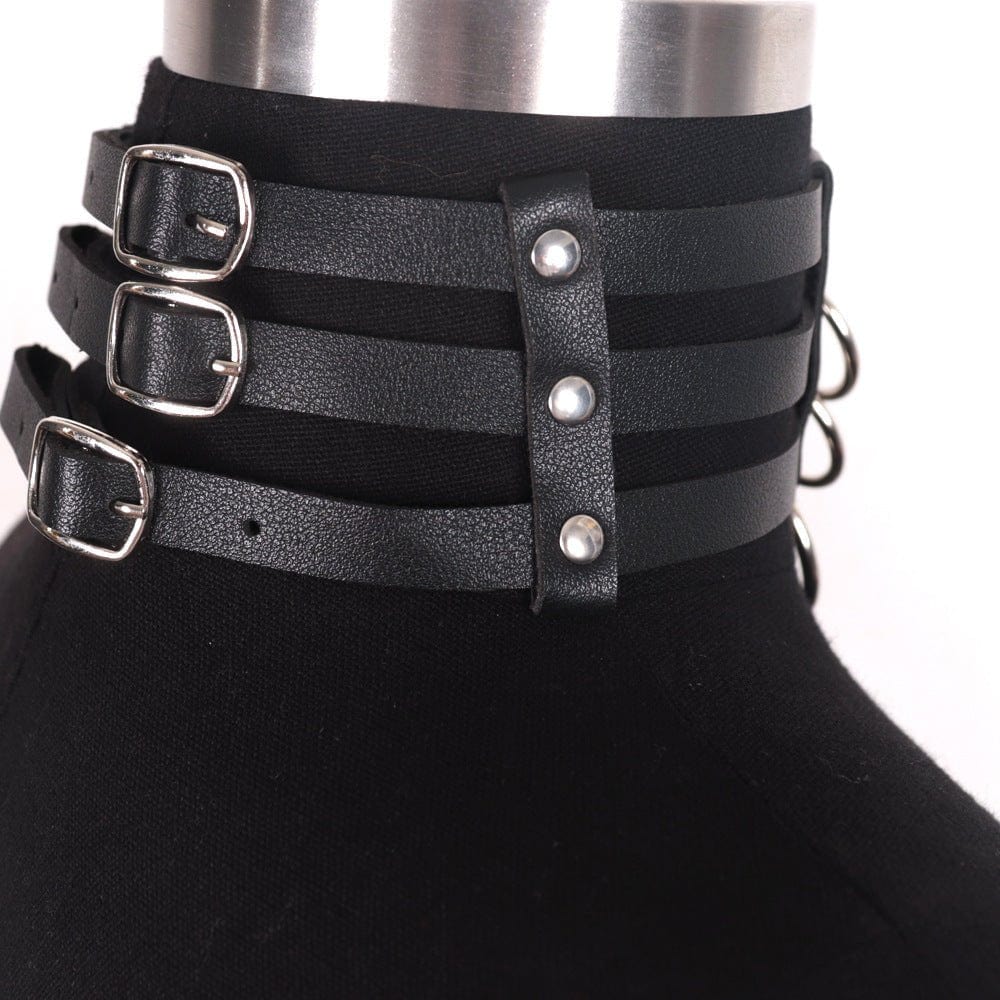 MENAFUL™ Men's Corset PU Leather Collar+Bracelet+Harness Set