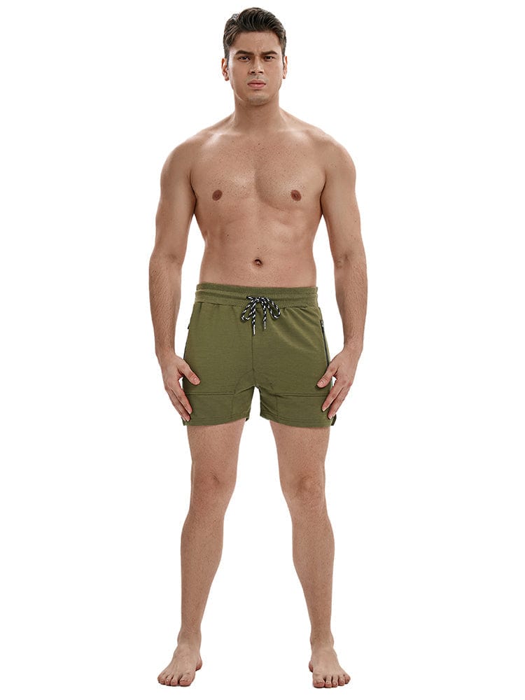 menaful Men's Cotton Leisure Fitness Shorts Pants-Green