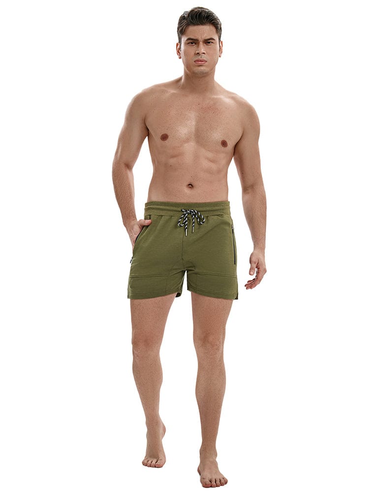 menaful Men's Cotton Leisure Fitness Shorts Pants-Green