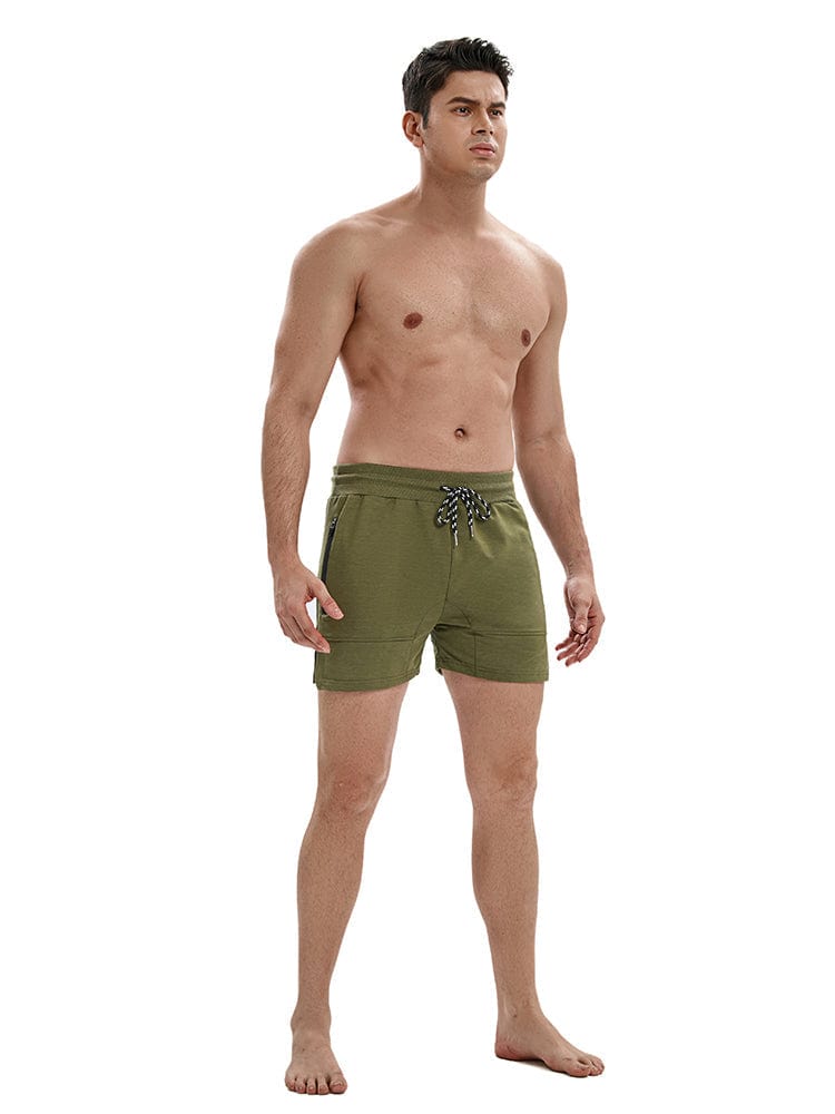 menaful Men's Cotton Leisure Fitness Shorts Pants-Green