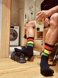 menaful Men's Fashion Terry Striped Mid Tube Socks