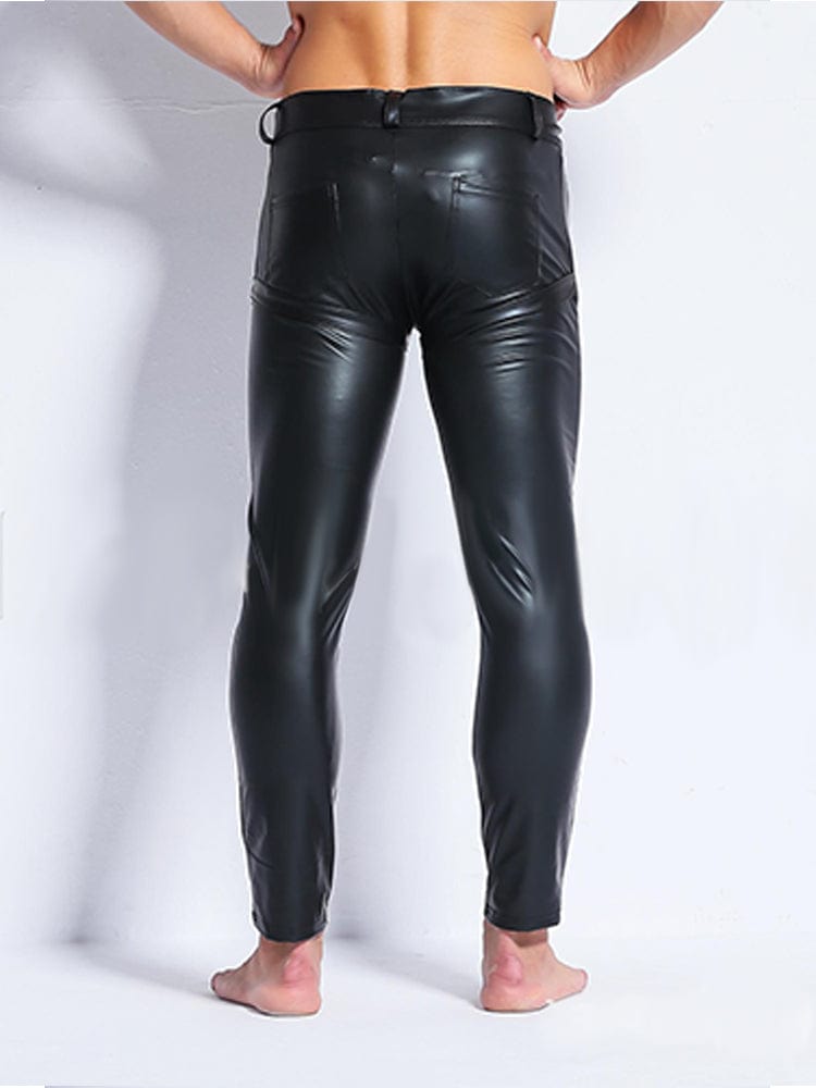 menaful Men's Faux Leather Appealing Trousers