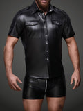 menaful Men's Faux Leather Shirt