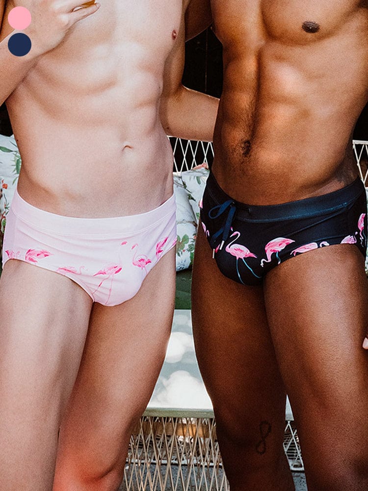 menaful Men's Flamingo Printed Triangle Swim Briefs