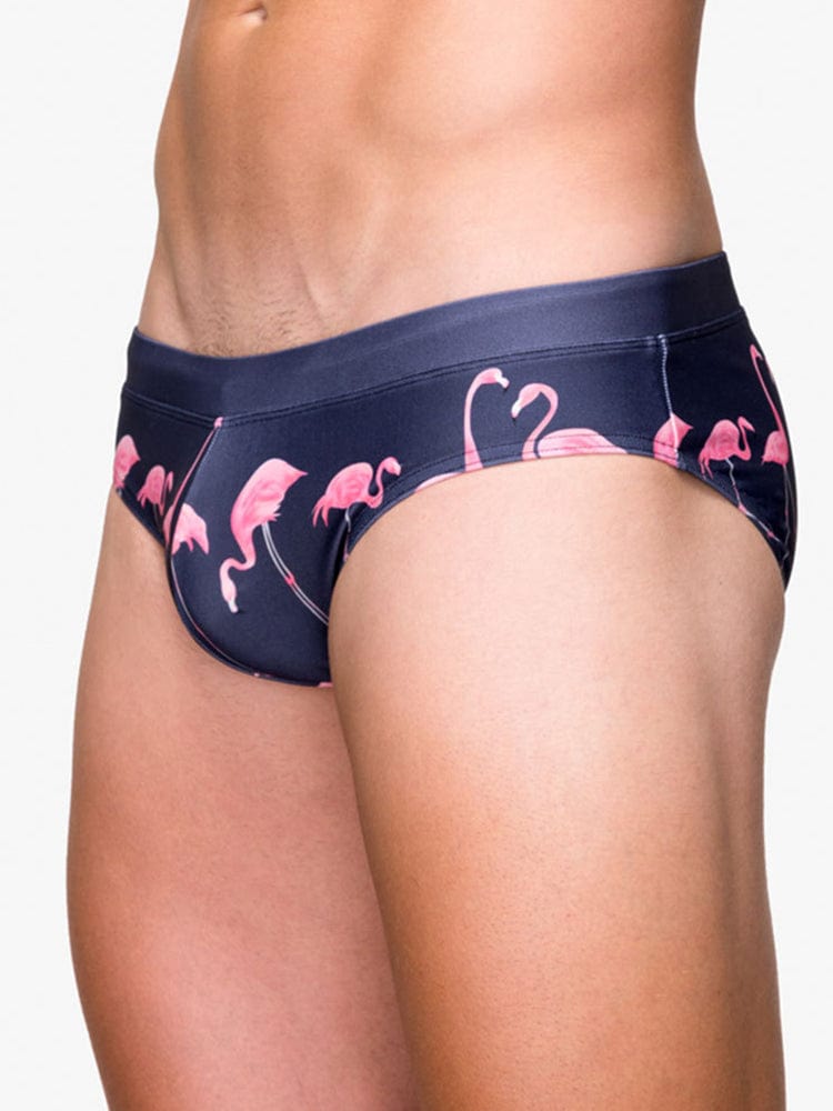 menaful Men's Flamingo Printed Triangle Swim Briefs