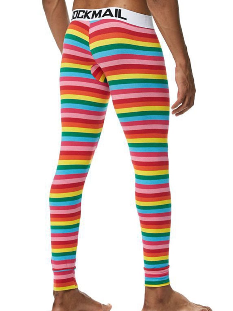 menaful Men's Gay Rainbow Stripe Long Underwear Pants