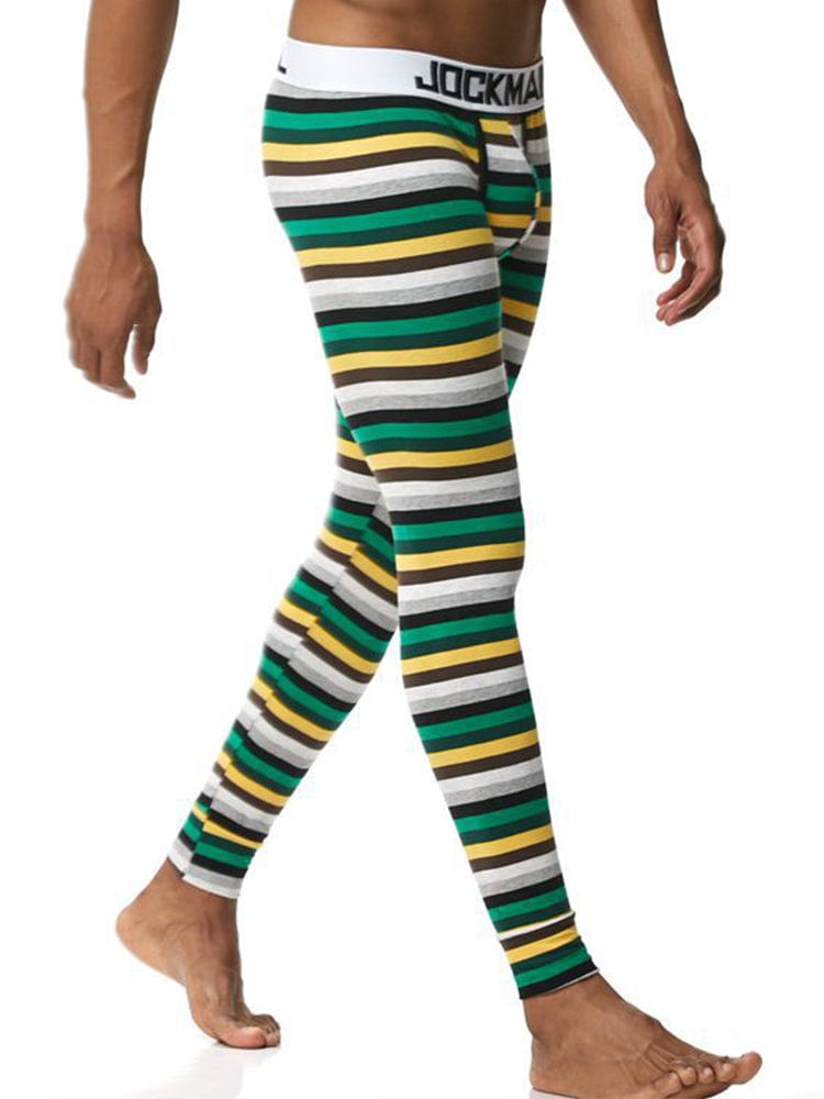 menaful Men's Gay Rainbow Stripe Long Underwear Pants