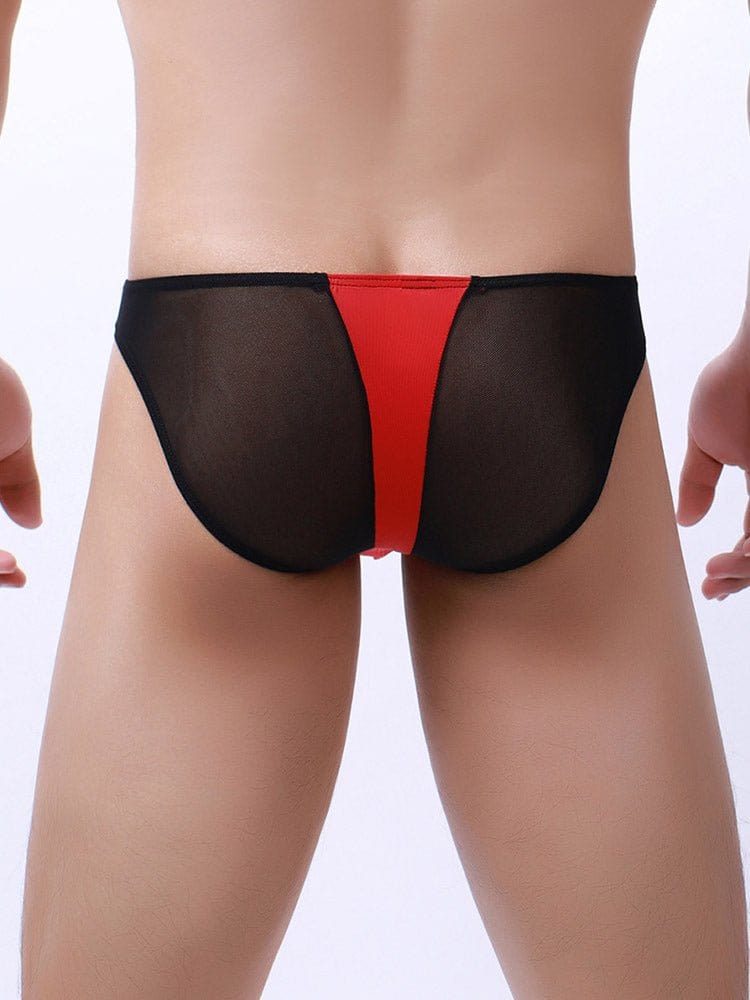 menaful Men's Ice Silk Mesh Colorblock Briefs