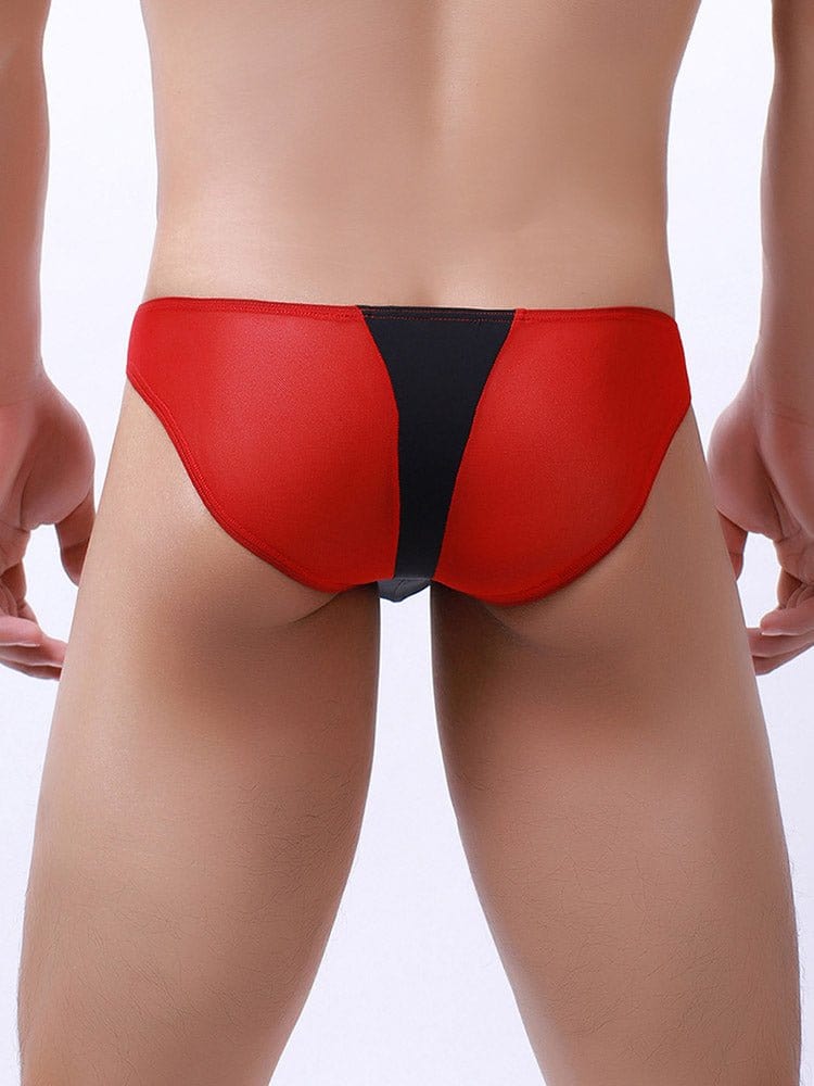 menaful Men's Ice Silk Mesh Colorblock Briefs