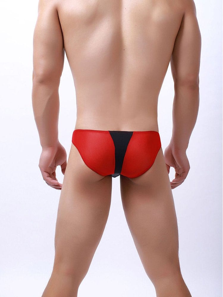 menaful Men's Ice Silk Mesh Colorblock Briefs