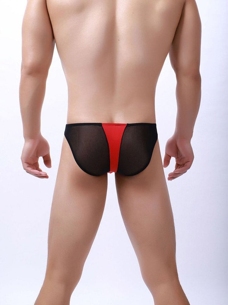 menaful Men's Ice Silk Mesh Colorblock Briefs