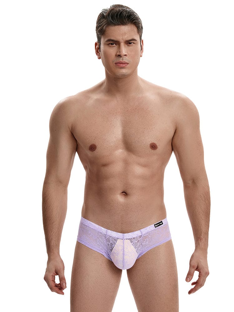 menaful Men's Lace Briefs - Purple