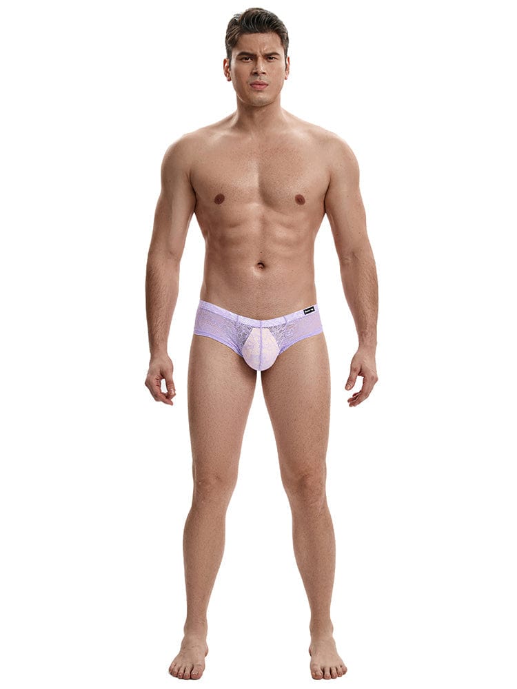 menaful Men's Lace Briefs - Purple