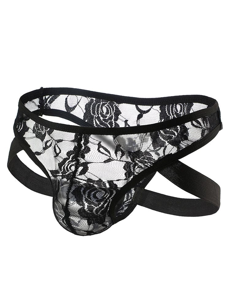 menaful Men's Lace See-Through Thong