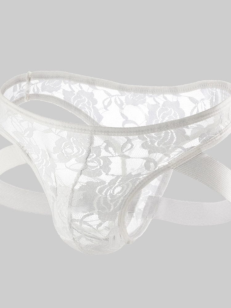 menaful Men's Lace See-Through Thong