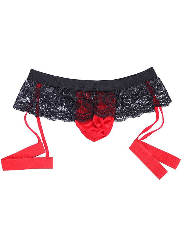 menaful Men's Lace Three Point Thong