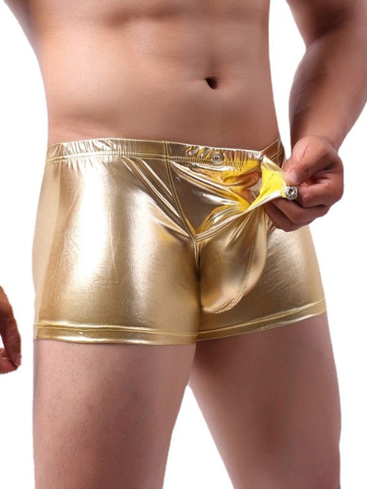 menaful Men's Leather Detachable Boxers