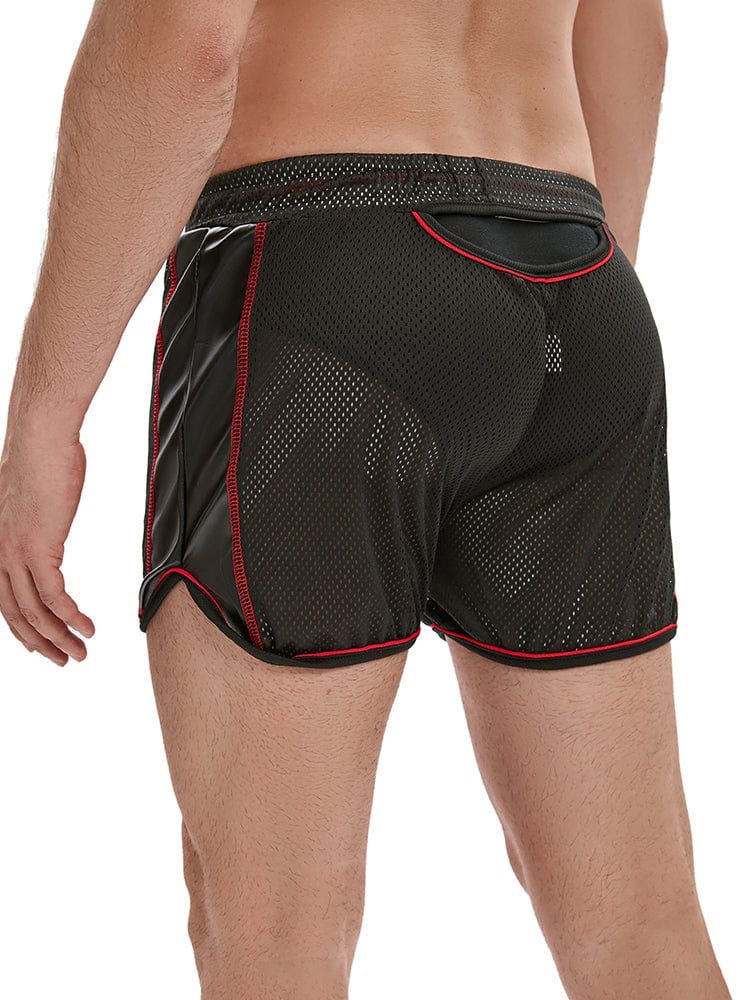 menaful Men's Mesh Breathable Hole Fitness Shorts - Black