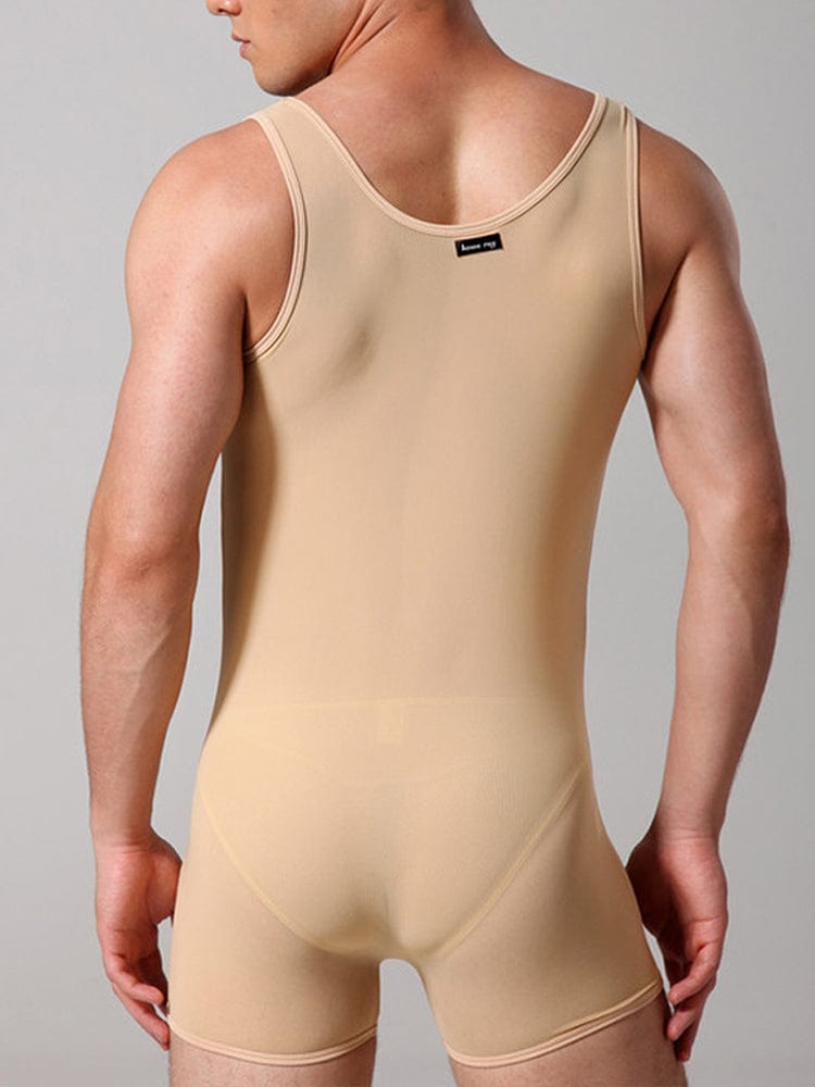 menaful Men's Mesh Elastic Bodysuit