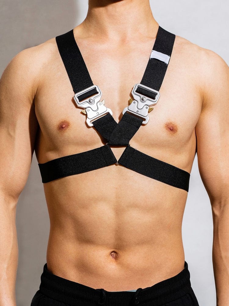 menaful Men's Metal Buckle Chest Strap Harness