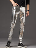 menaful Men's Motorcycle Casual Leather Pants