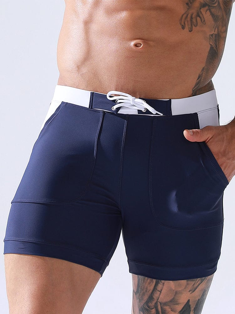 menaful Men's Nylon Solid Color Swim Trunks