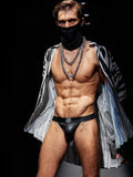 menaful Men's Open Crotch Leather Double Thong