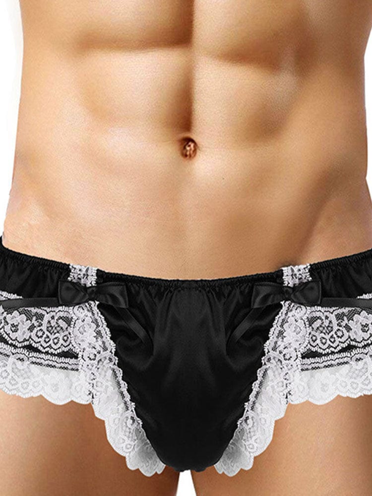 menaful Men's Open Hip Lace Spandex Thong