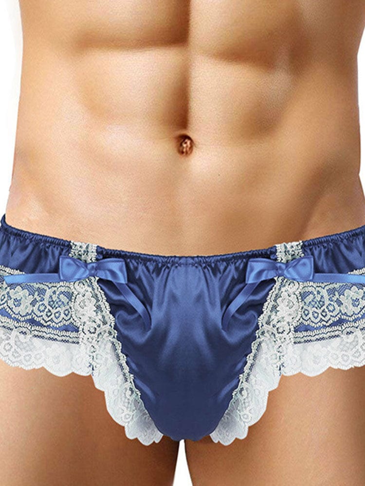 menaful Men's Open Hip Lace Spandex Thong