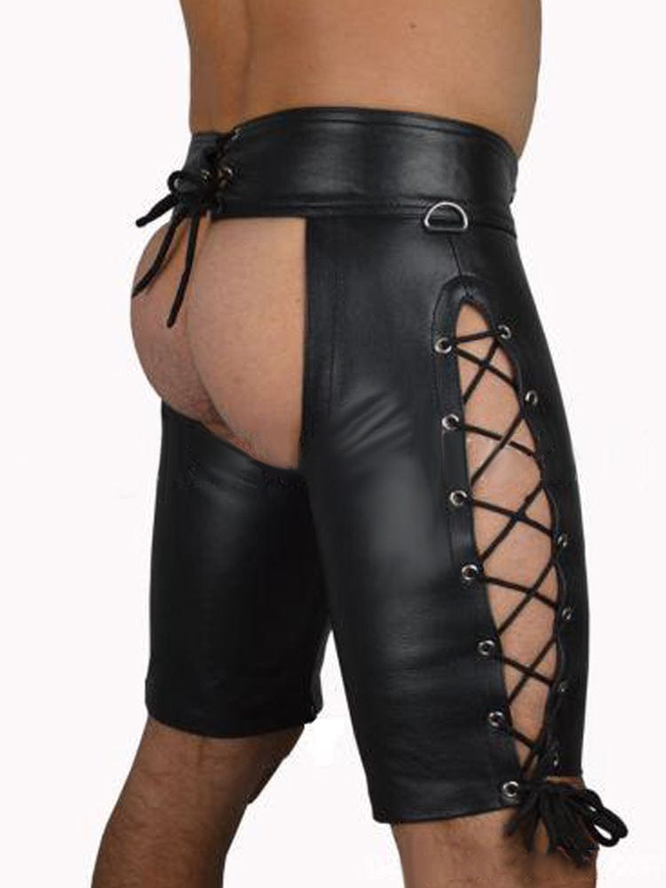 menaful Men's Open Patent Leather Wild Shorts