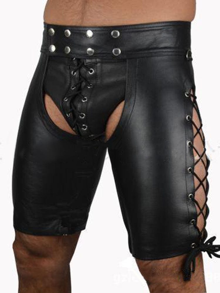 menaful Men's Open Patent Leather Wild Shorts