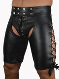 menaful Men's Open Patent Leather Wild Shorts