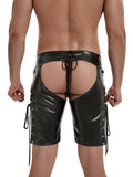 menaful Men's Open Patent Leather Wild Shorts