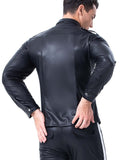 menaful Men's Patent Leather Performance Clothing Shirt Top