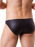 menaful Men's Patent Leather Sexy U Convex Low Waist Briefs