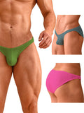 menaful Men's Pit Cloth Solid Color Low Waist Briefs