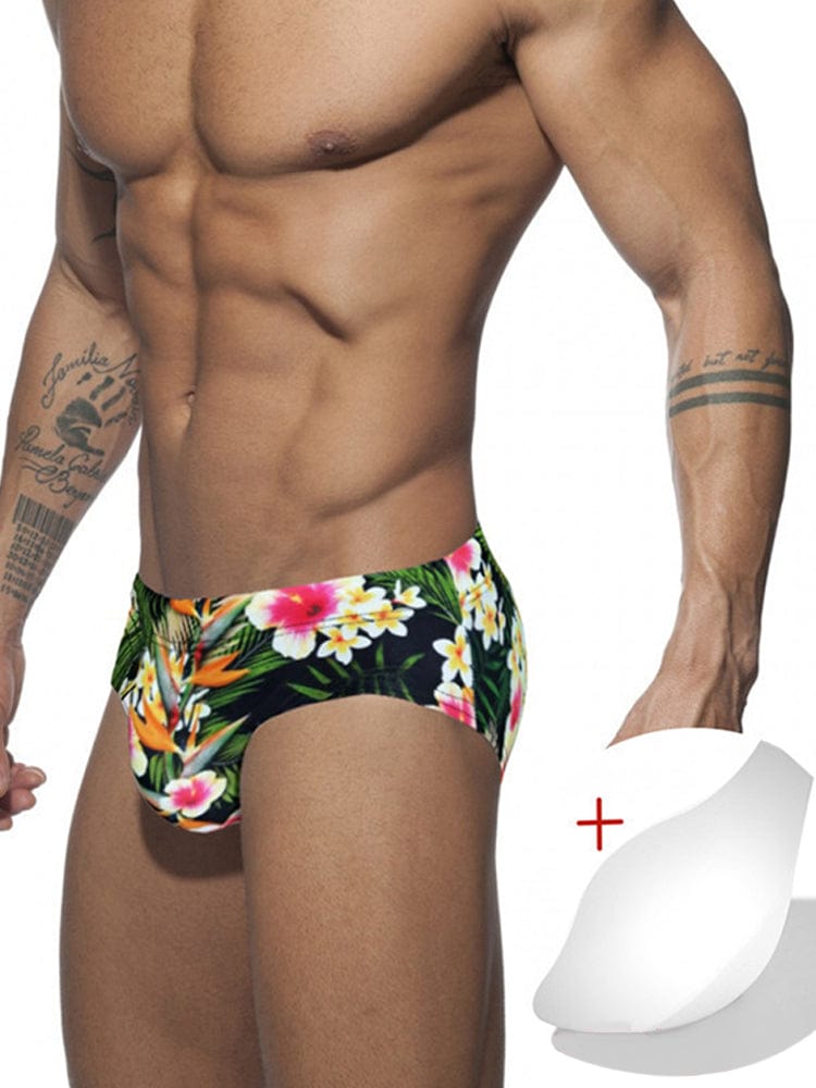 menaful Men's Printed Sexy Cup Triangle Swim Briefs