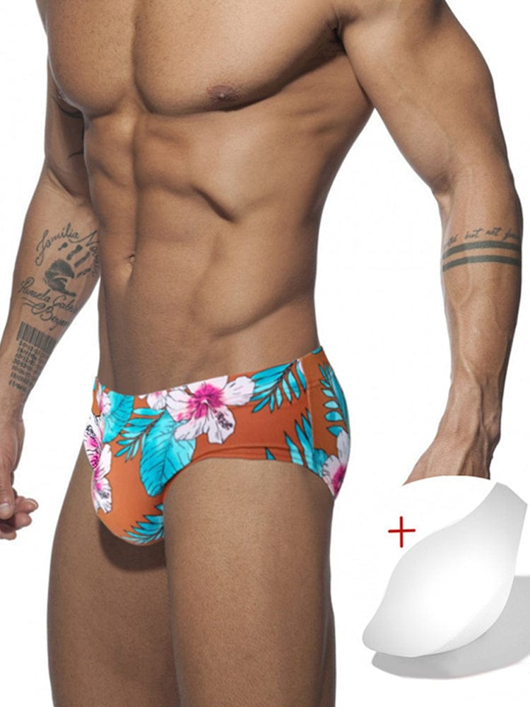 menaful Men's Printed Sexy Cup Triangle Swim Briefs