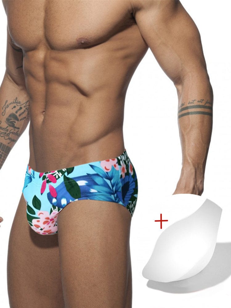 menaful Men's Printed Sexy Cup Triangle Swim Briefs