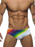 menaful Men's Rainbow Print Low Waist Triangle Swim Briefs